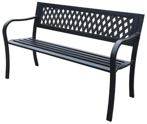 Čierna kovová záhradná lavička