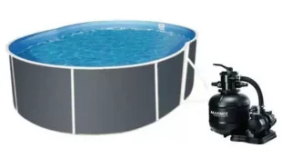Oválny bazén Orlando 3,66×5,48 m s pieskovou filtráciou a inštaláciou do zeme