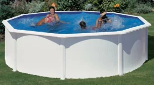 Biely nadzemný kruhový záhradný bazén GRE Fidji 3,5 x 1,2 m z pozinkovaného plechu