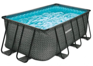 Obdĺžnikový nadzemný ratanový záhradný bazén Florida Premium s dĺžkou 4 metre